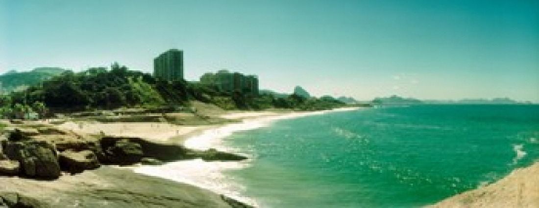 Copacabana Beach with buildings in the background Rio de Janeiro Brazil Canvas Art - Panoramic Images (30 x 12)