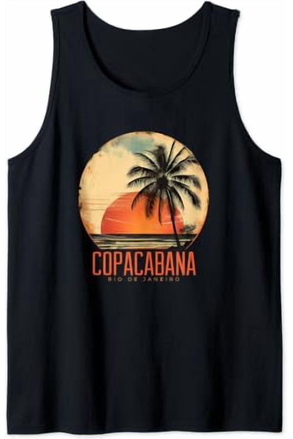 Copacabana Rio De Janeiro Brazil Retro Beach Sunset Vintage Tank Top Size S-3XL