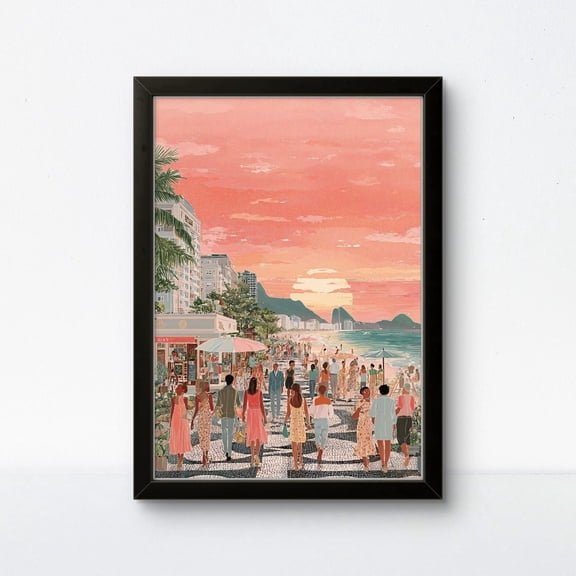 Copacabana Sunset Poster: Rio de Janeiro Beach Wall Art Unframed Paper Print