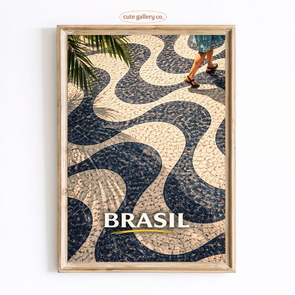 Copacabana Wave Mosaic Rio Pattern Wall Art Home Decor Unframed Paper Print
