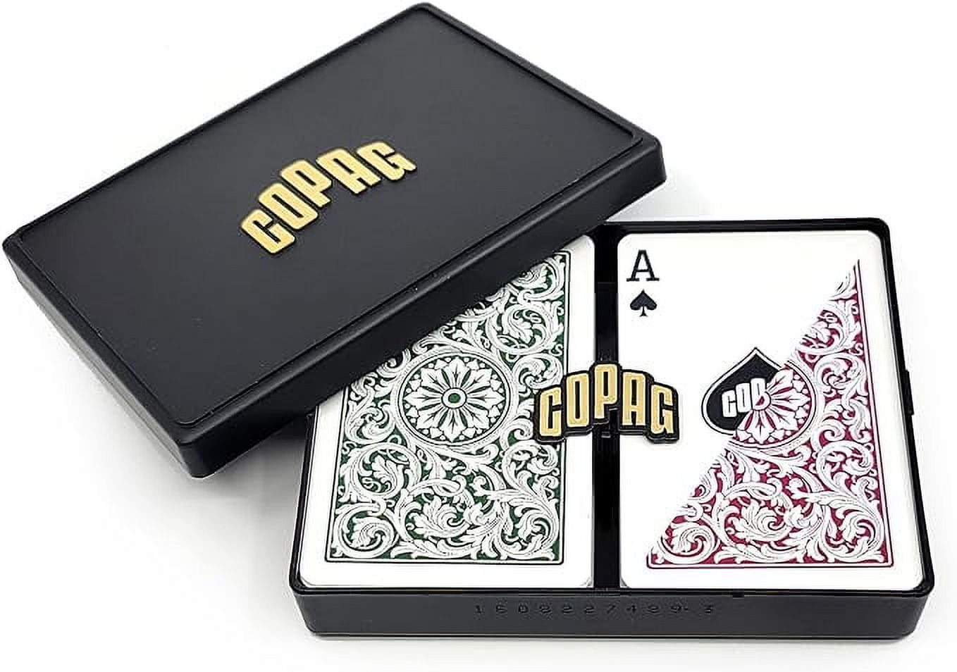Copag 1546 Design 100% Plastic Playing Cards, Bridge Size Green/Burgundy (Standard Index, 1 Set)