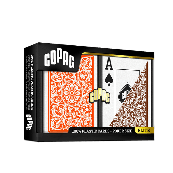 Copag 1546 Jumbo Index Orange/Brown Poker Size 2 Deck Setup