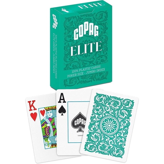 Copag Elite 100% Plastic Playing Cards, Poker Size Jumbo Index Single Deck - Green