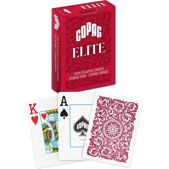 Copag Elite 100% Plastic Playing Cards, Poker Size Jumbo Index Single Deck - Red