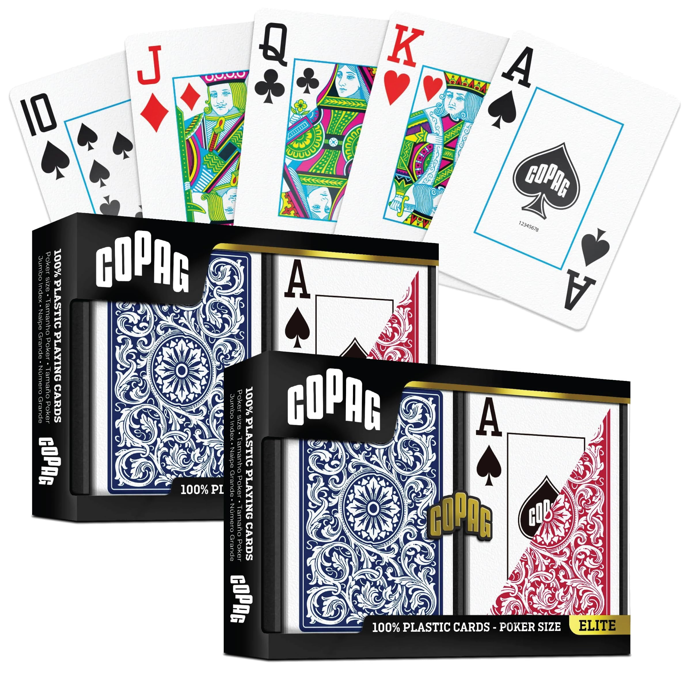 Copag Elite Zwart Poker Size Jumbo Index Speelkaarten – 100% Plastic, Duurzaam & Wasbaar