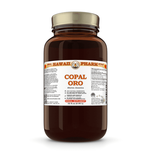 Copal Oro (Shorea Javanica) Dry Resin Liquid Extract. Expertly Extracted by Trusted HawaiiPharm Brand. Absolutely Natural. Proudly made in USA. Tincture 32 Fl.Oz