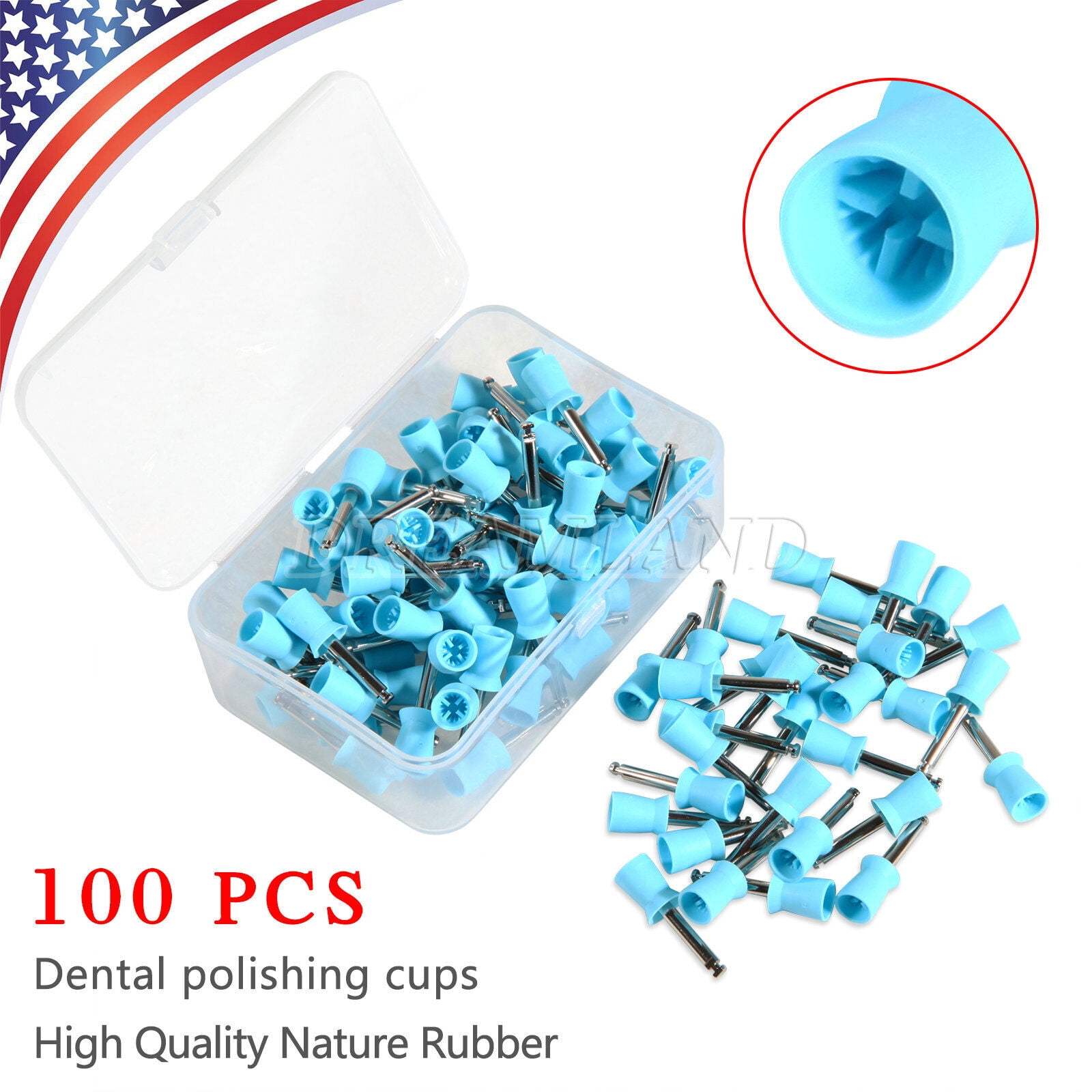 Lot De 100 Cups De Polissage Dentaire En Caoutchouc TPE - Bleu - Pour Un Brillant Professionnel Rapide