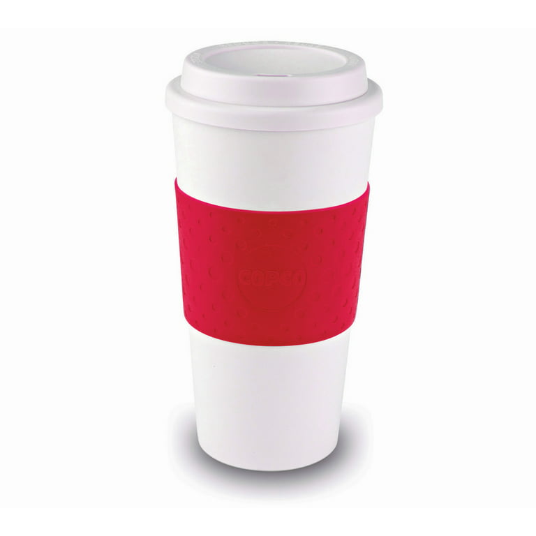 Copco Acadia Travel Coffee Mug, Plastic Reusable 16 oz - Brown / White