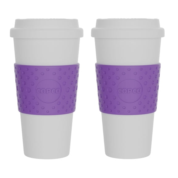 Copco Acadia Travel Mug Set of 2 - 16 oz, BPA-Free Insulated Coffee Cup with Double-Wall Insulation, Spill-Proof Lid & Non-Slip Rubber Grip - Microwave & Dishwasher Safe (Lilac)