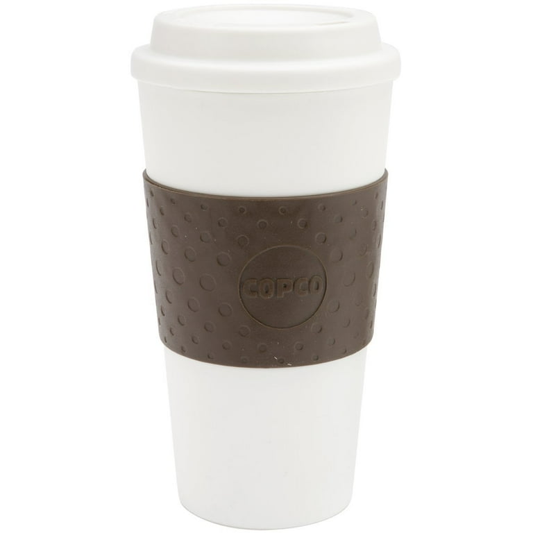 Copco Acadia Travel Coffee Mug, Plastic Reusable 16 oz - Brown / White