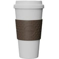 thumbnail image 1 of Copco Acadia 16 oz Reusable To-Go Travel Mug - BPA-Free Insulated Coffee Cup with Double-Wall Insulation, Spill-Proof Lid & Non-Slip Rubber Grip - Microwave & Dishwasher Safe (White/Brown), 1 of 7