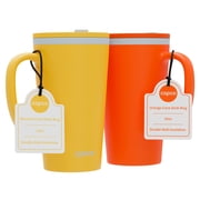 Copco Cone Set of 2 Desk Mug   16 Oz Insulated Desk Mugs, Orange & Mustard