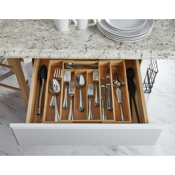 Copco Expandable Bamboo Flatware Drawer Organizer