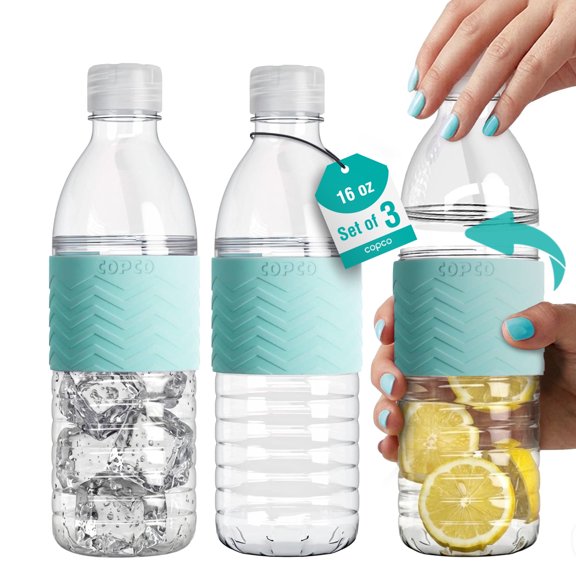 Copco Hydra 16.9 oz Water Bottle, Set of 3 – BPA-Free Tritan Bottles with Leak-Proof Dual Opening Lid & Textured Grip, Reusable Drinkware for Travel, Gym & Everyday Use - Robins Egg (Blue)