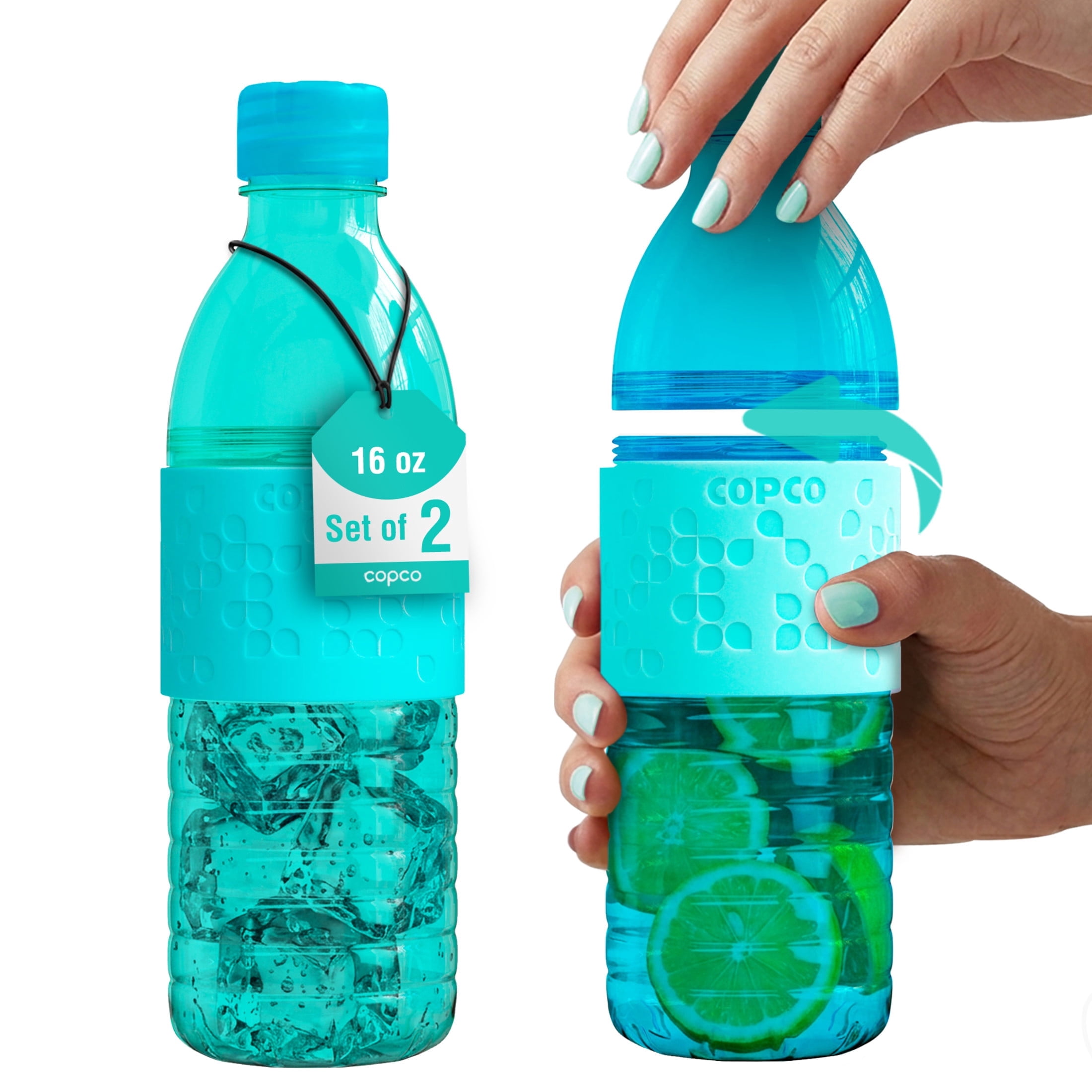 Copco Hydra 16.9 oz Water Bottle, Set of 2 - Aqua & Mint, Aqua/Mint