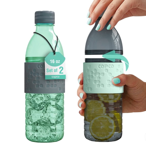 Copco Hydra 16.9oz Reusable Water Bottle, Set of 2 (Light Blue & Gray)