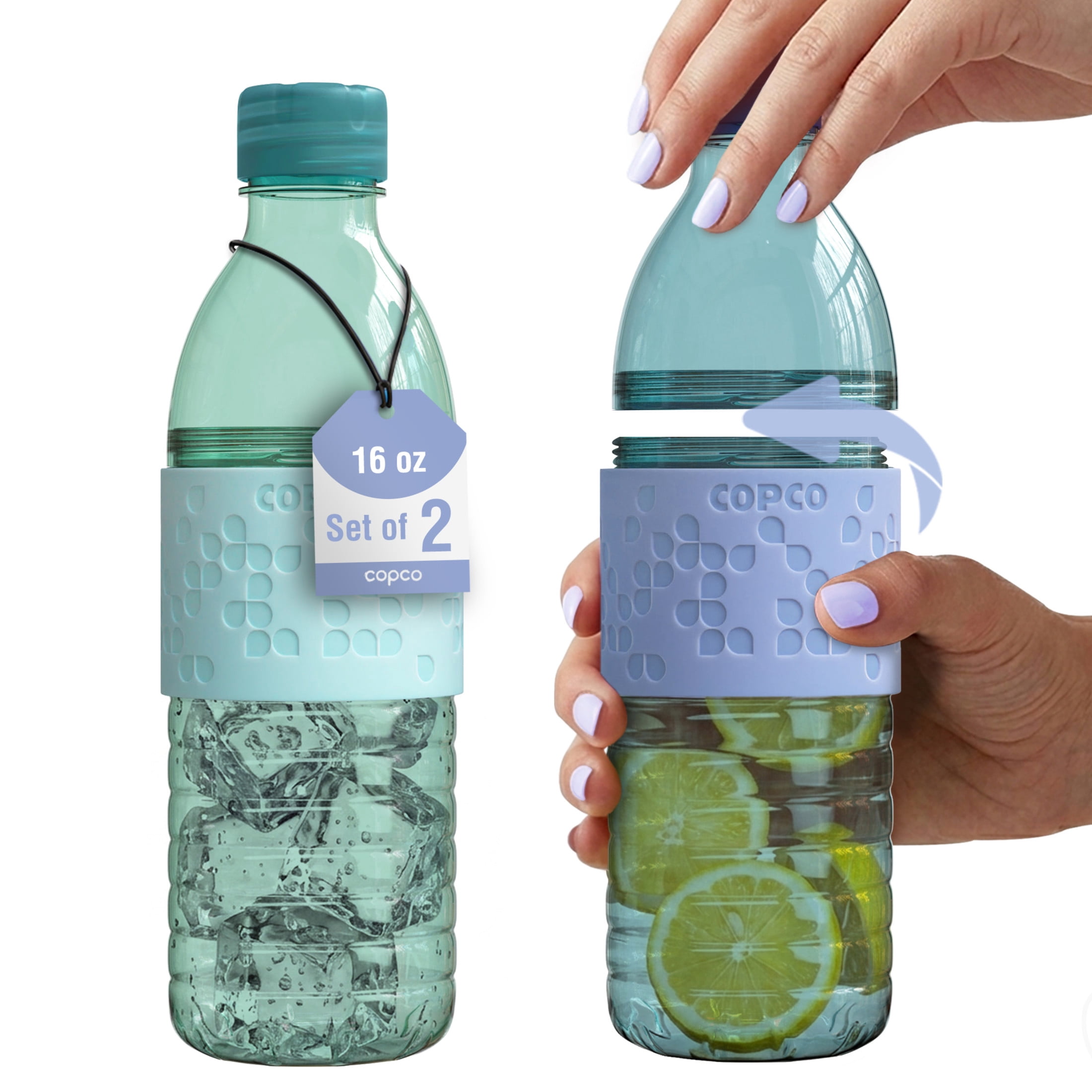 Copco Hydra 16.9 oz Water Bottle, Set of 2 - Light Blue & Purple, Blue/Purple