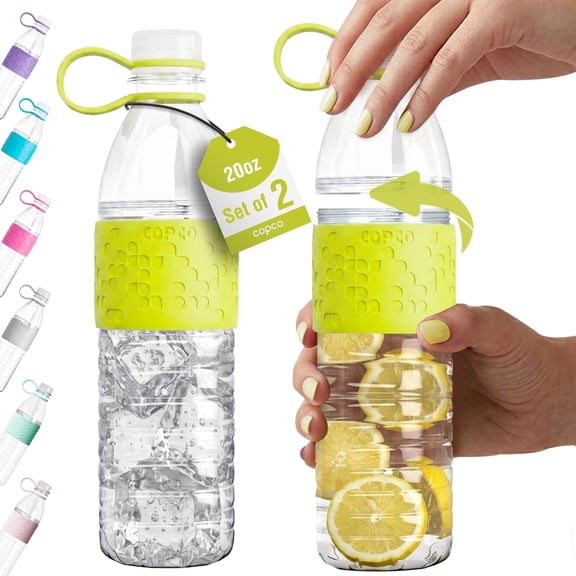 Copco Hydra 20oz Water Bottles, Set of 2 – BPA-Free Tritan with Leak-Proof Design & Grip Sleeve, Lightweight Reusable Bottles for Travel, Fitness, Work, School & On-the-Go Use (Lime Green)
