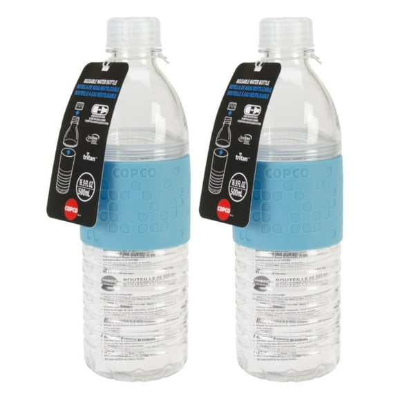 Copco Hydra Reusable Water Bottle 16.9 Ounce, Light Blue -2 Pack-