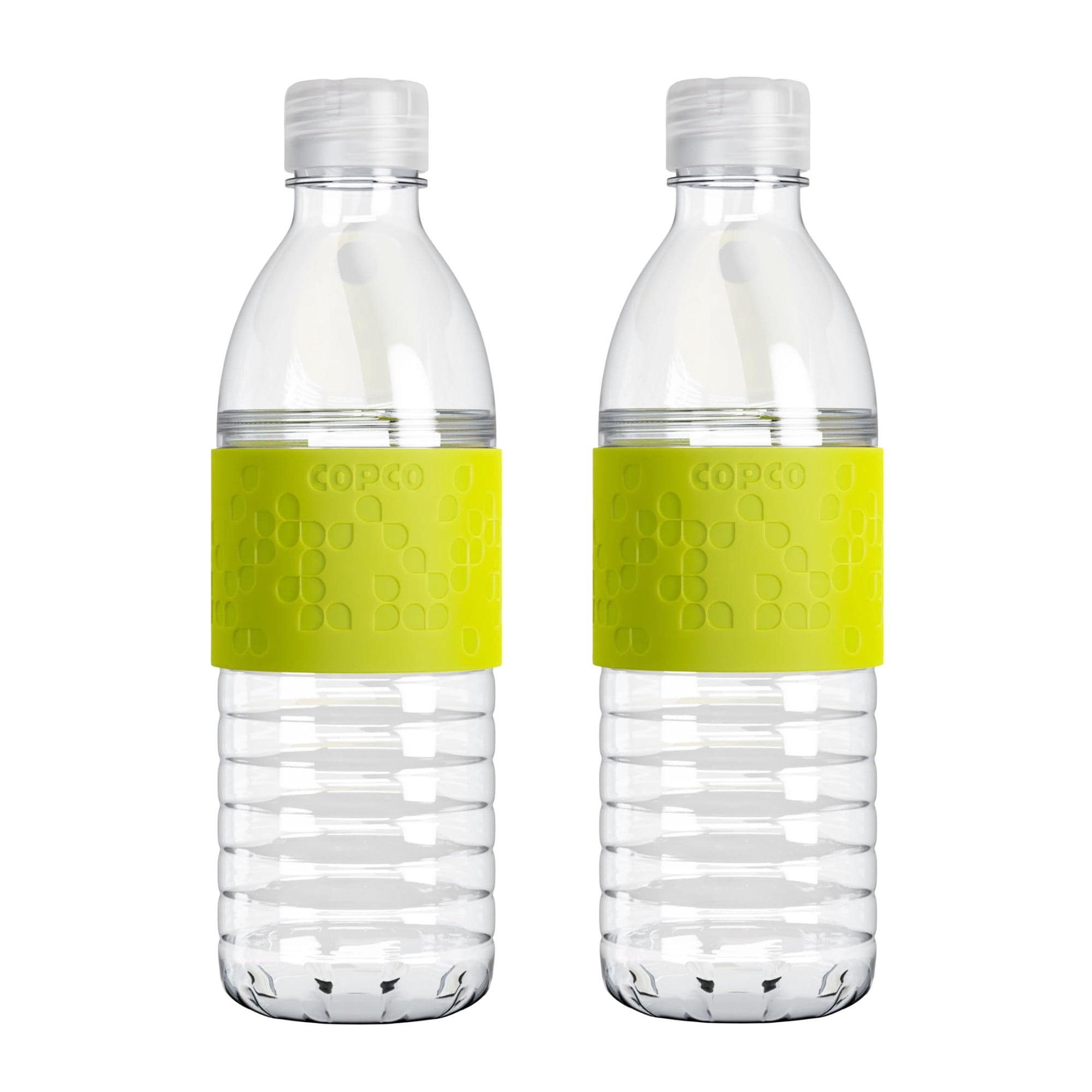 Copco Hydra Reusable Water Bottle Set of 2 - 16.9 oz, BPA-Free, Tritan Plastic, Spill-Resistant Twist Lid Bottles for Gym, Office & School, Sports & Outdoor with Non-Slip Sleeve (Lime Green)
