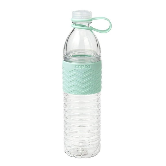 Copco Hydra Sports Water Bottle With Chevron Textured Non Slip Sleeve - Spill Resistant, BPA Free Plastic, Reusable 20 Oz - Robins Egg Blue