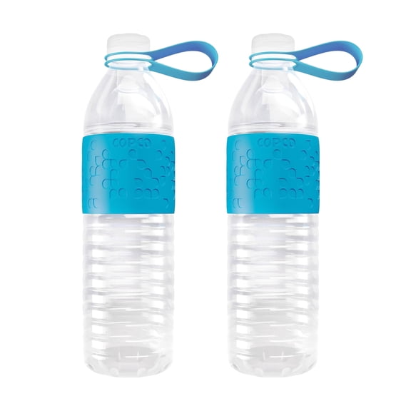 Copco Hydra Water Bottle Set of 2 - 20 oz, Spill-Resistant Lid & Easy Twist-Open Body for Gym, Travel, Office & School - BPA-Free Tritan Reusable Bottles with Non-Slip Sleeves (Blue)