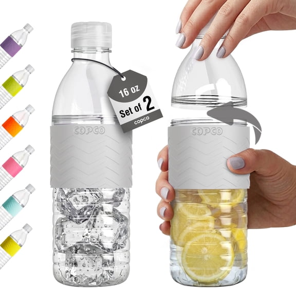 Copco Hydra Set of 2 16.9oz Reusable & Spill-Resistant Water Bottle, Gray