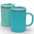 thumbnail image 1 of Copco Iconic 16oz Double Wall Insulated Desk Mug with Lid and Handle, Set of 2, BPA-Free Reusable Plastic, Spill-Proof, Microwave & Dishwasher Safe, Wide Mouth, Cup Holder Friendly (Aqua/Mint), 1 of 7
