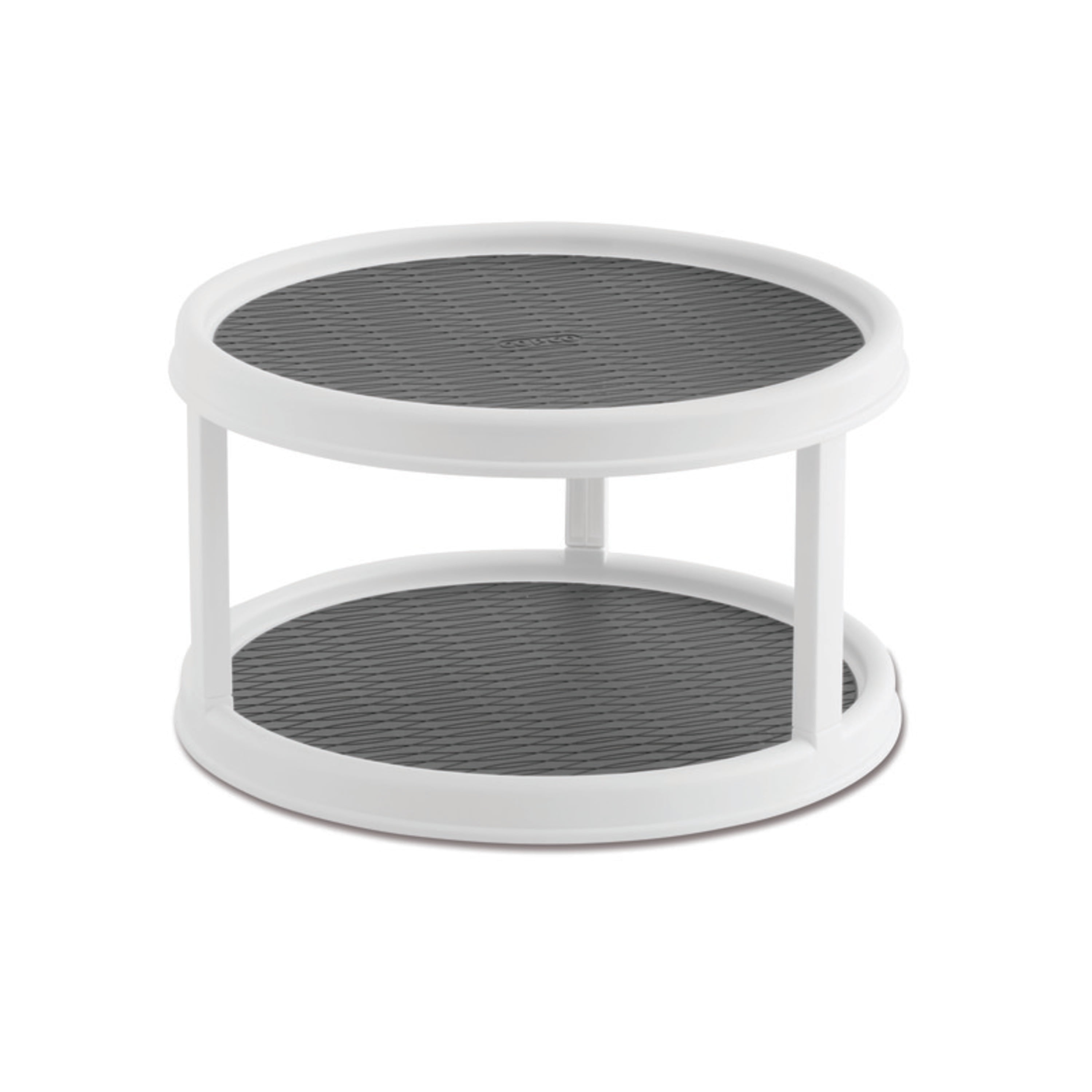 White and Gray 12-Inch 2-Tier Non-Skid Lazy Susan Turntable