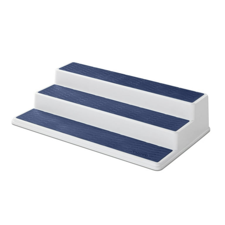 Copco Non Skid 3 Tier Spice Pantry Cabinet Storage and Organizer 15 inch White Blue