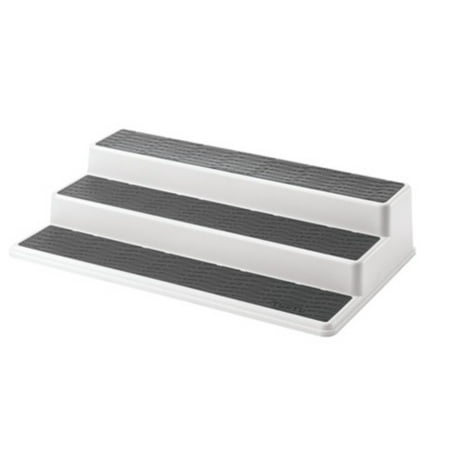 Copco Non-Skid 3-Tier Spice Pantry Kitchen Cabinet Organizer, 15-inch, White/Gray