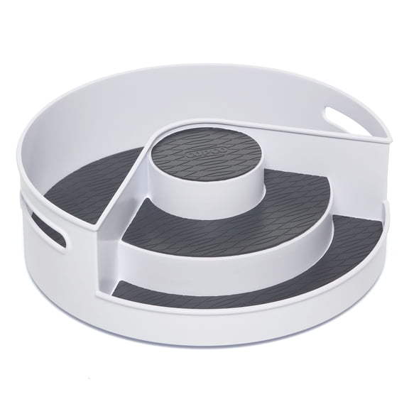 Copco Vita Multi-Purpose Plastic Turntable Cabinet Organizer in White with Charcoal Liner