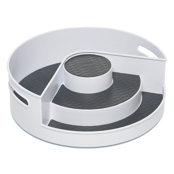 Copco Vita Multi-Purpose Plastic Turntable Cabinet Organizer in White with Charcoal Liner