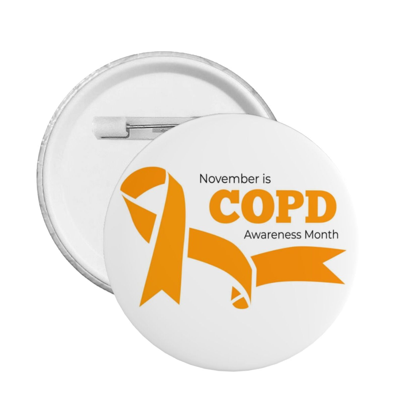 Copd Awareness Month Orange Ribbon Pin Button Badge, Personalised ...