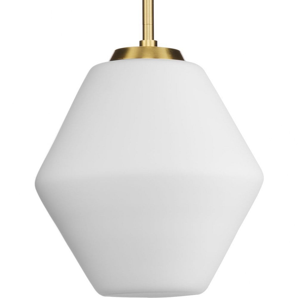 Copeland Brushed Gold Pendant with Opal Glass Shade