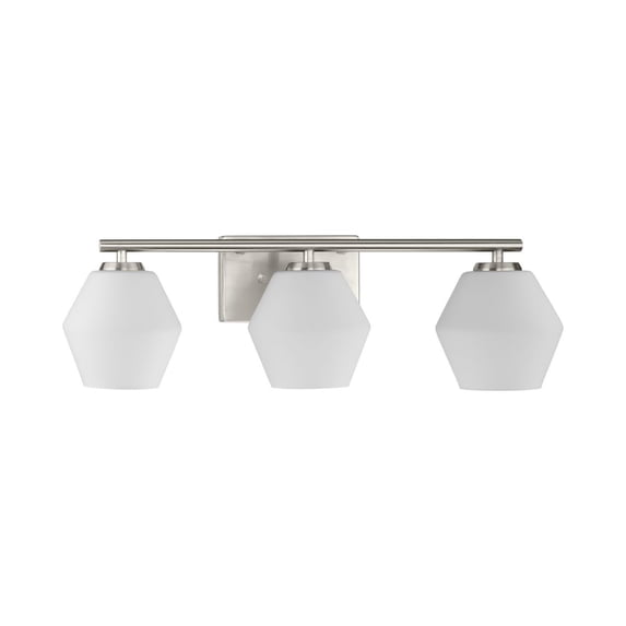 Copeland Collection Three-Light Brushed Nickel Vanity Mid-Century Modern Vanity Light