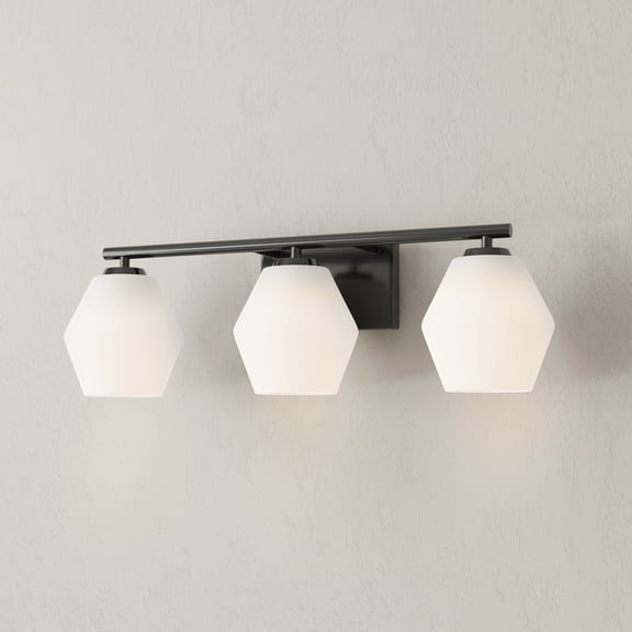 Copeland Collection Three-Light Matte Black Mid-Century Modern Vanity Light