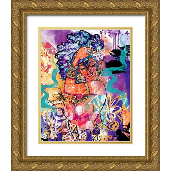 Copeland, Justin 15x18 Gold Ornate Wood Framed with Double Matting Museum Art Print Titled - Gold Flowers