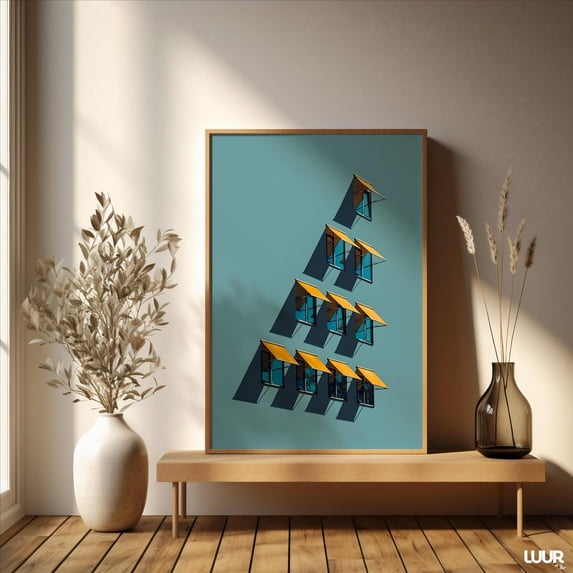Copenhagen Architecture Triangle Window Abstract Wall Art, Unframed ...