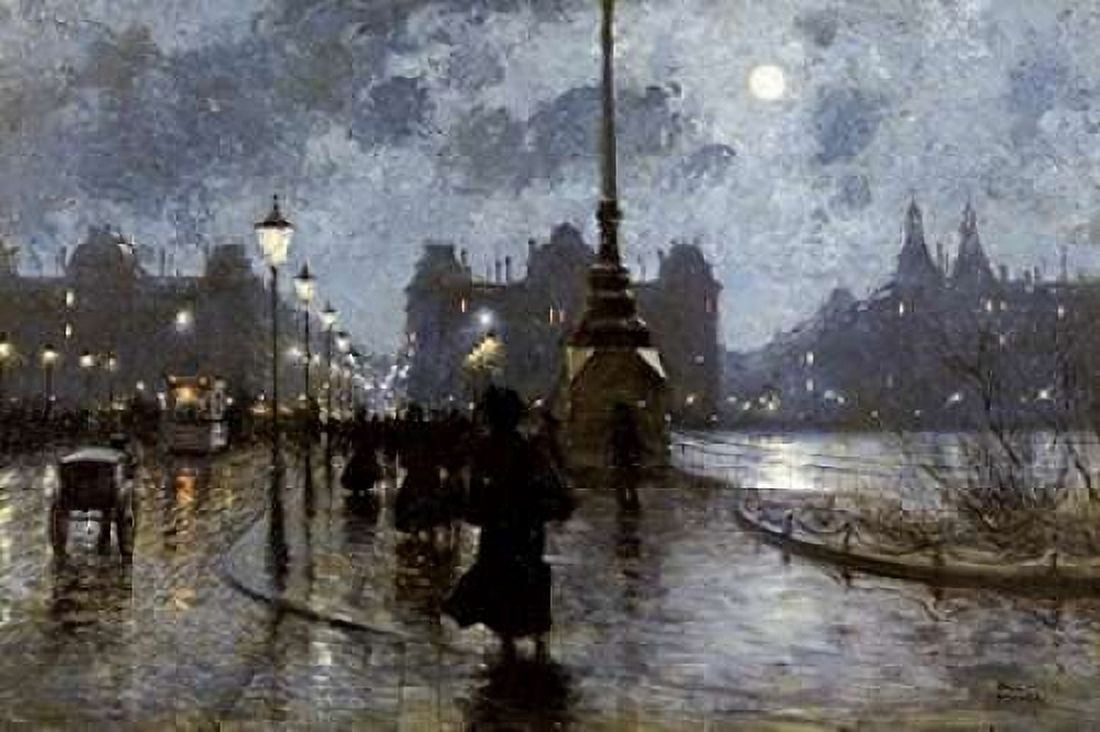 Copenhagen By Night Canvas Art - Paul Fischer (24 x 36)