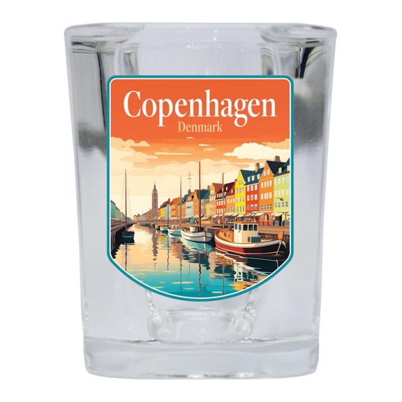 Copenhagen Denmark Design A Souvenir 2 oz Square Shot Glass Clear