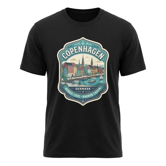 Copenhagen Denmark Harbor Graphic T-Shirt Unisex Travel Tee