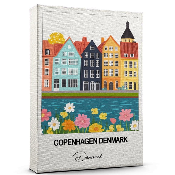 Copenhagen Denmark Travel Art Canvas – Modern Wall Art Inspired by Denmark Canvas – Great Gift for Travel Lovers – Ready to Hang