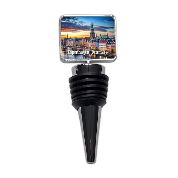 Copenhagen, Denmark Travel City Country Stamp Wine Bottle Stopper Cap Plug
