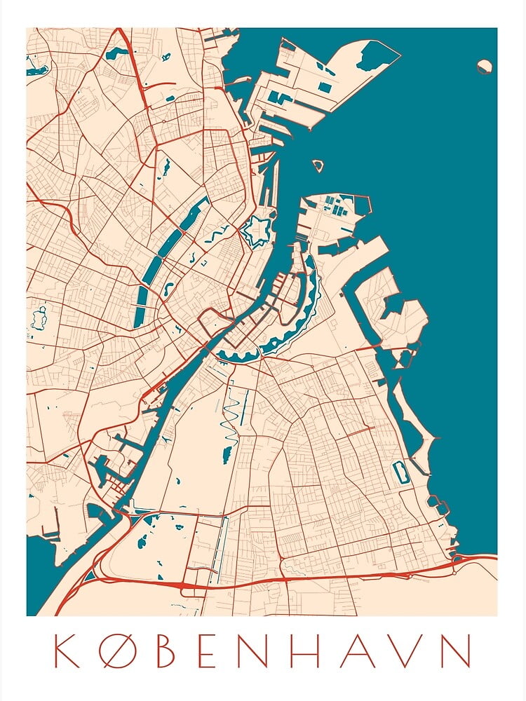 Copenhagen / Kobenhavn City Map Poster Framed-unframed - Walmart.com