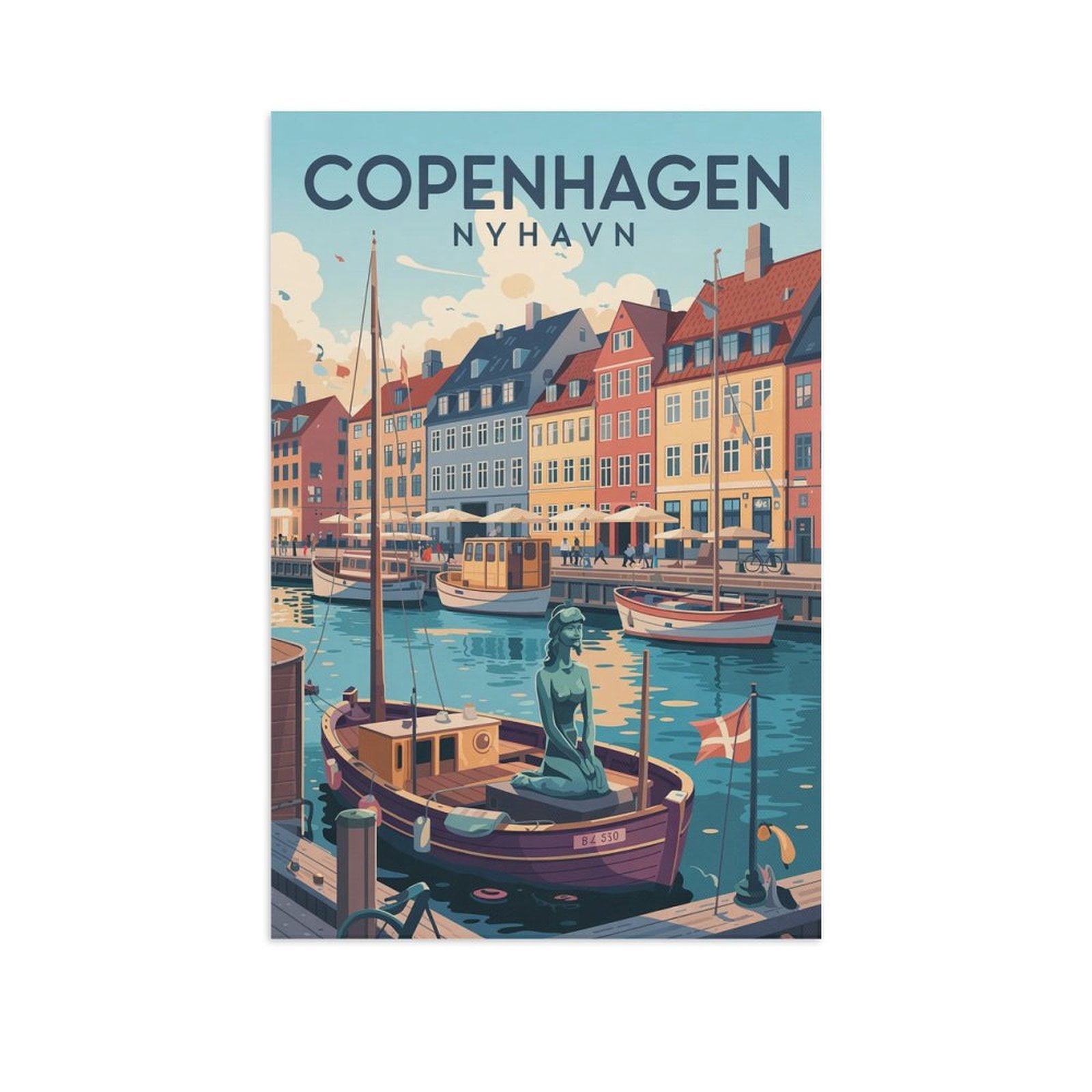 Copenhagen Retro Travel Poster Vintage Danish City Tourism with Nyhavn ...