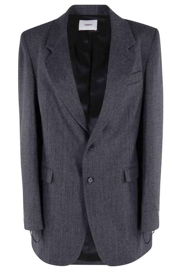 Gray Wool Blazer With Check Pattern (Women's)