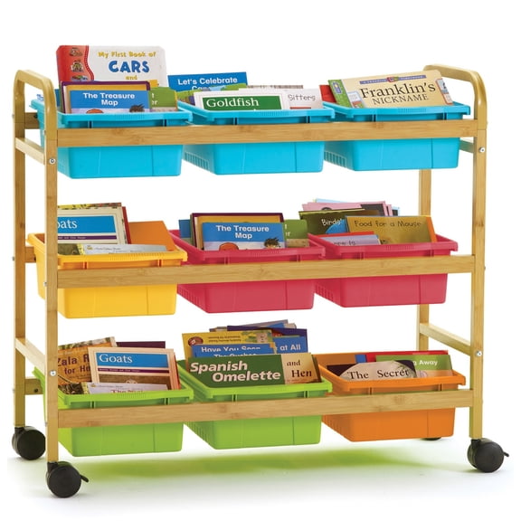 Copernicus Bamboo Book Brower Cart with Nine Tubs