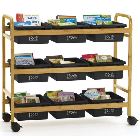 Copernicus Bamboo Book Brower Cart with Nine Tubs