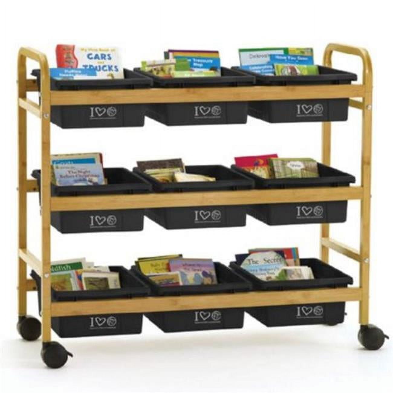 Copernicus Bamboo Book Brower Cart with Nine Tubs - Walmart.com